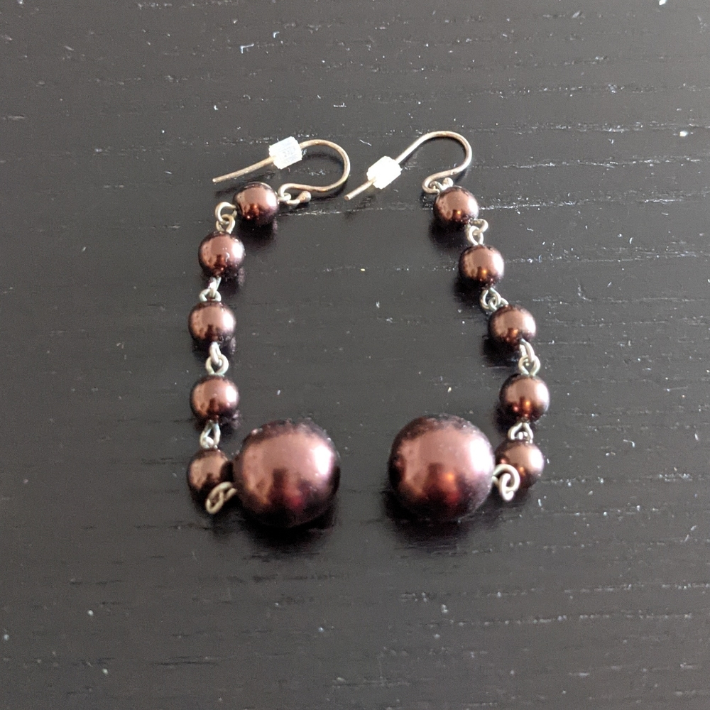 Brown pearl drip earrings
